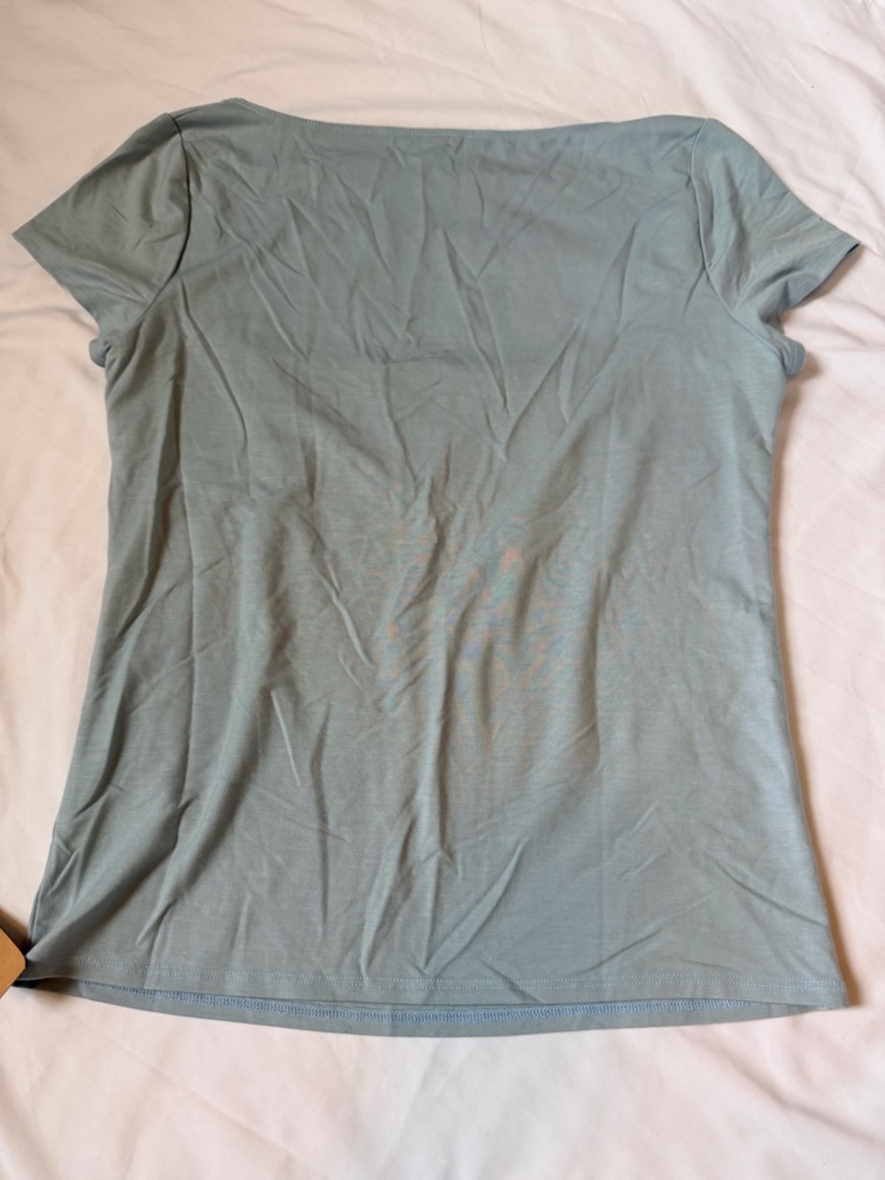NWT Reformation Bardot Top Mineral Blue Lightweight Square Neck Size Large - Picture 8 of 10